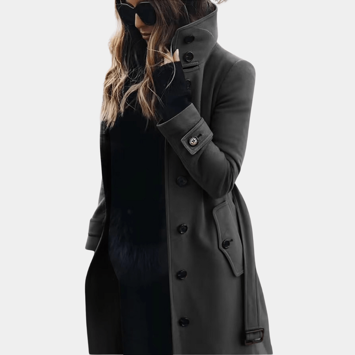 Damen Trenchcoat Lang Warm Winterjacke
