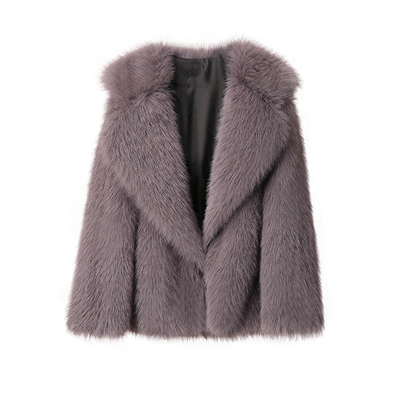 Weiße Kunstpelzjacke Damen Langärmlig