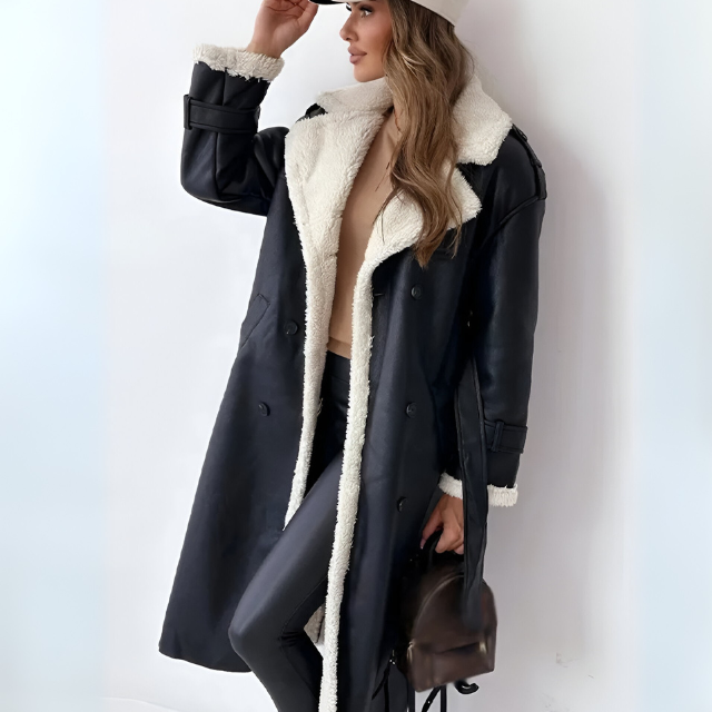 Winterjacke Aus Kunstleder Mit Weichem Fleecefutter - IdealeKleiden