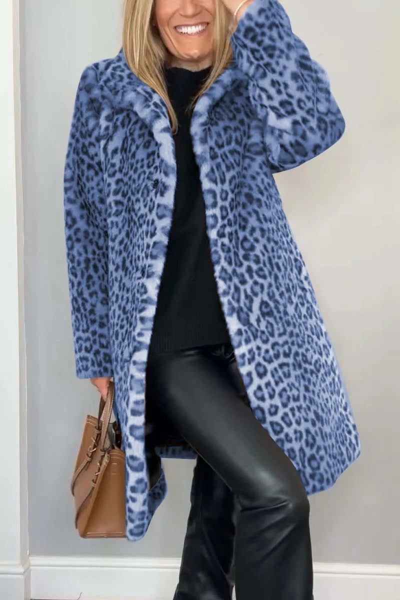 Elegante Damen Winterjacke Leopardenmuster Trendy