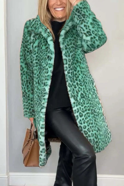 Elegante Damen Winterjacke Leopardenmuster Trendy