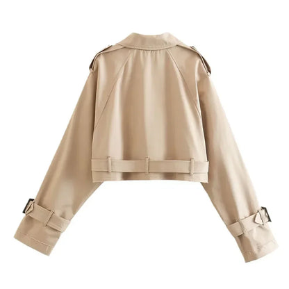 Damen Kurzjacke mit Gürtel Modern - IdealeKleiden