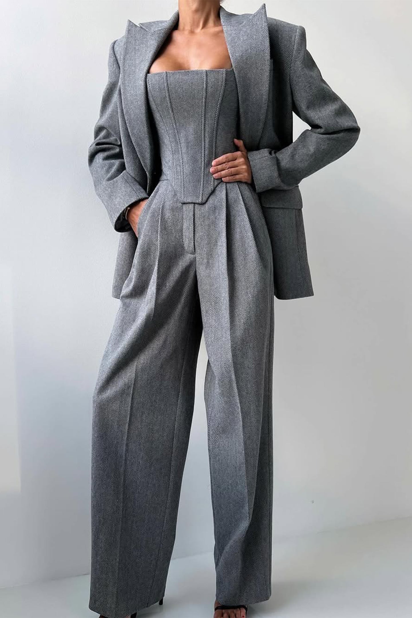 Elegante Damenanzüge | Drei-teiliger Business Anzug - IdealeKleiden
