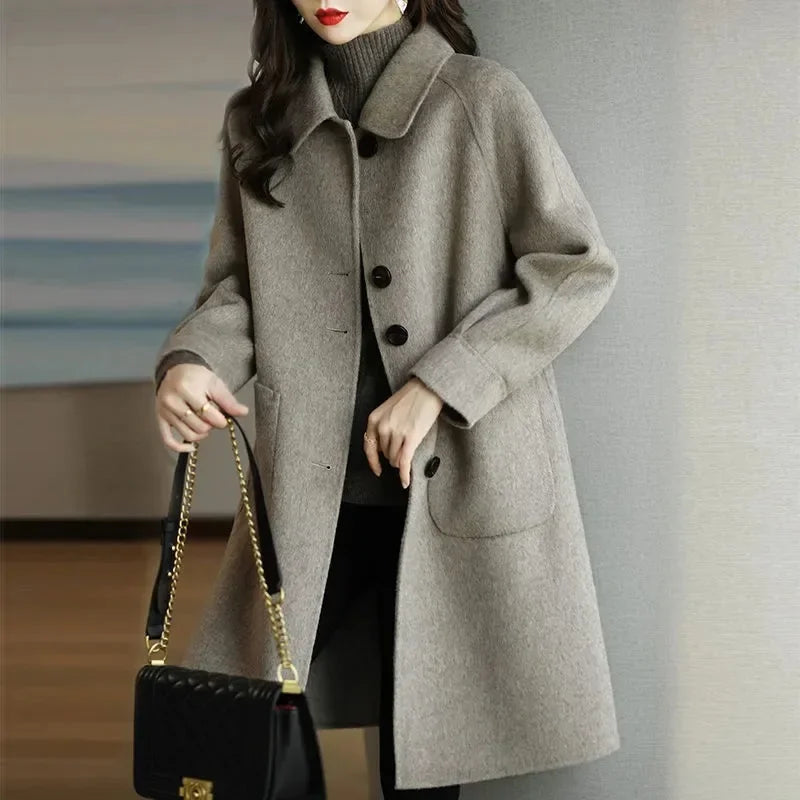 Wollmantel Damen Koreanischer Stil Elegent - IdealeKleiden