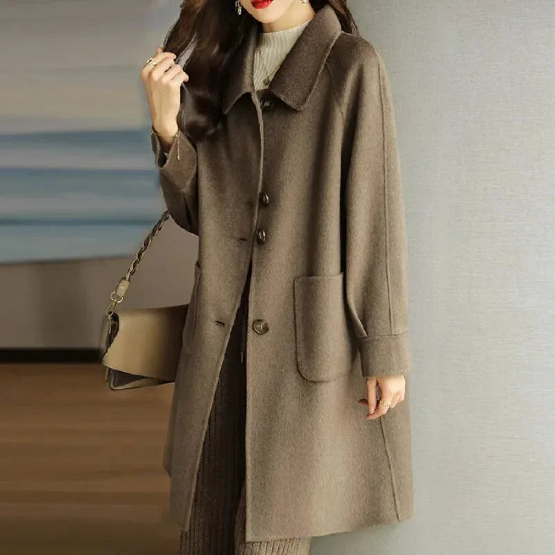 Wollmantel Damen Koreanischer Stil Elegent
