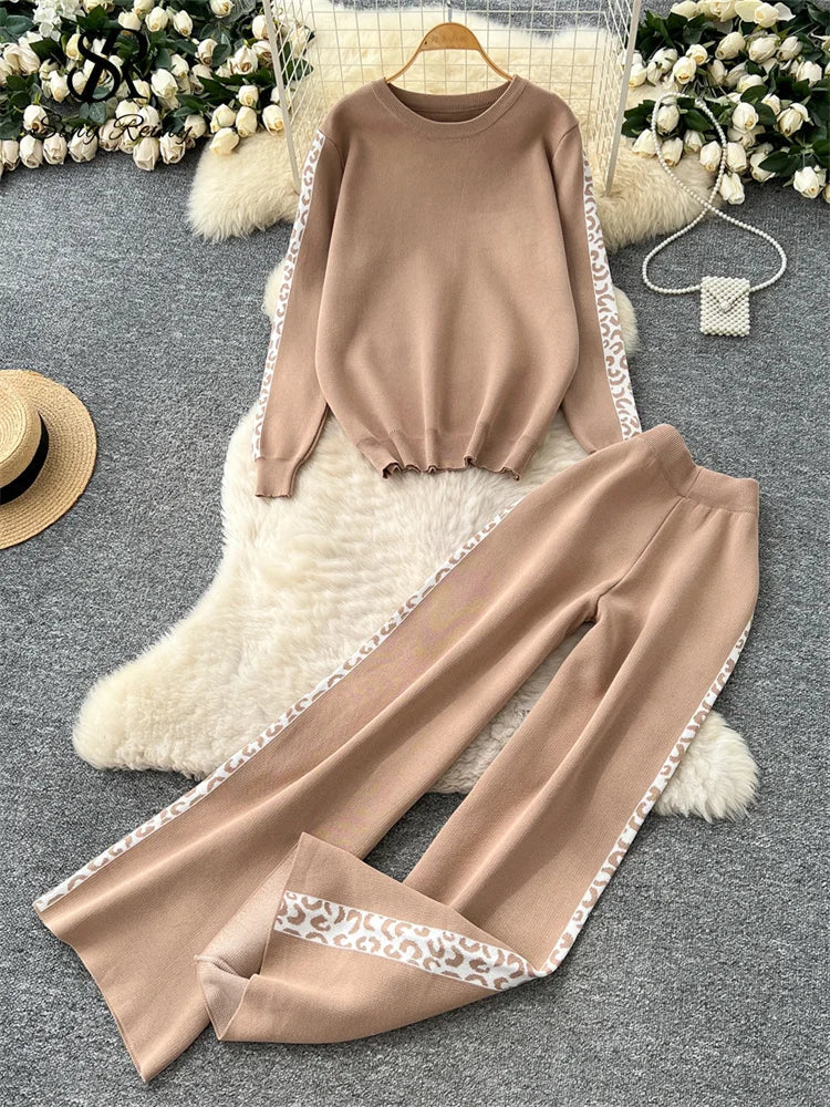 Damen Strickset Pullover und Joggerhosen