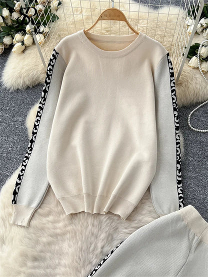 Damen Strickset Pullover und Joggerhosen - IdealeKleiden