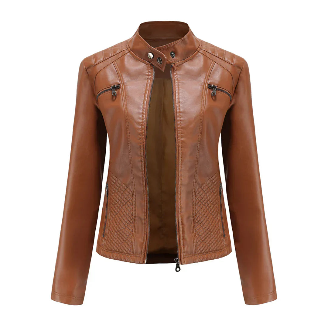 Elegante Lederjacke Damen Modern Zeitlos