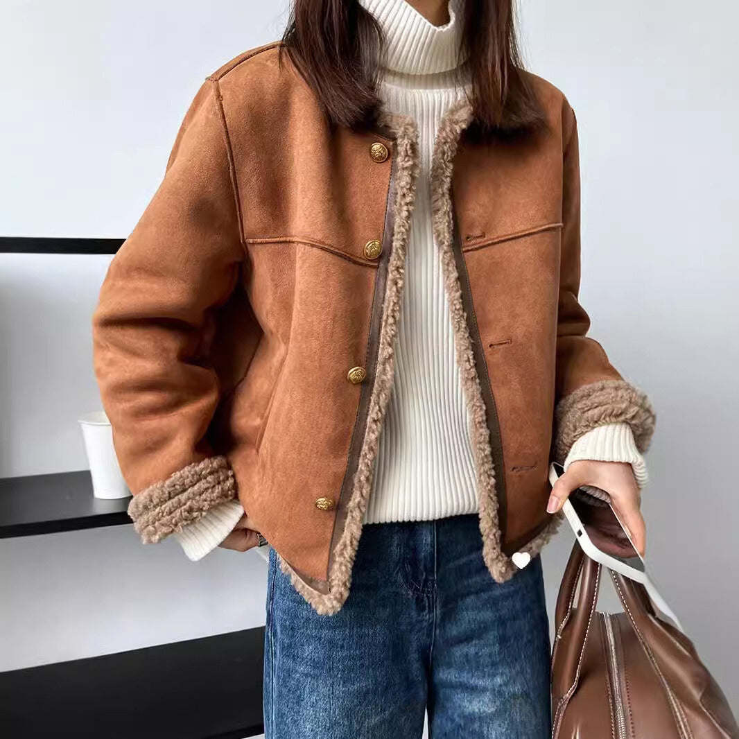 Eleganter Sherpa Mantel Damen