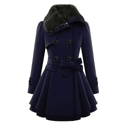 Eleganter Woll-Trenchcoat Damen Wintermantel