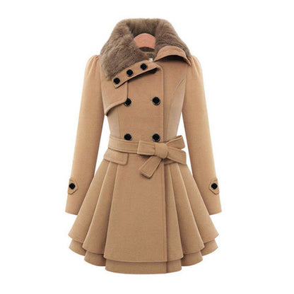 Eleganter Woll-Trenchcoat Damen Wintermantel