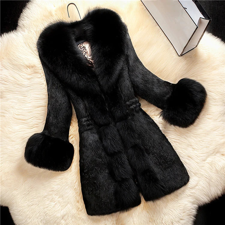 Warmes Winterkleid Lang für Frauen mit Kontrastkragen