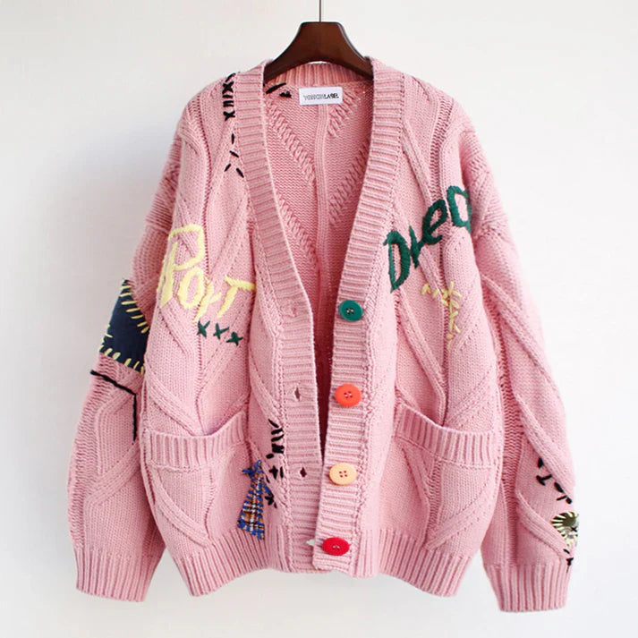 Frauen Strickjacke Patchwork Style