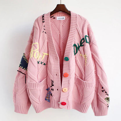 Frauen Strickjacke Patchwork Style