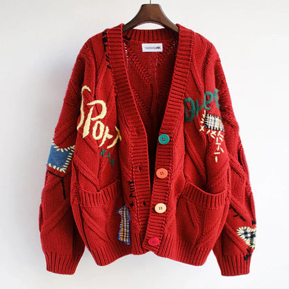 Frauen Strickjacke Patchwork Style