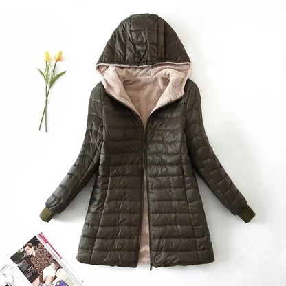 Damen Wintermantel Lang Fleece Isoliert