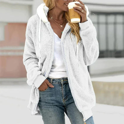 Weiche Damen Teddyjacke Mit Warmem Hood