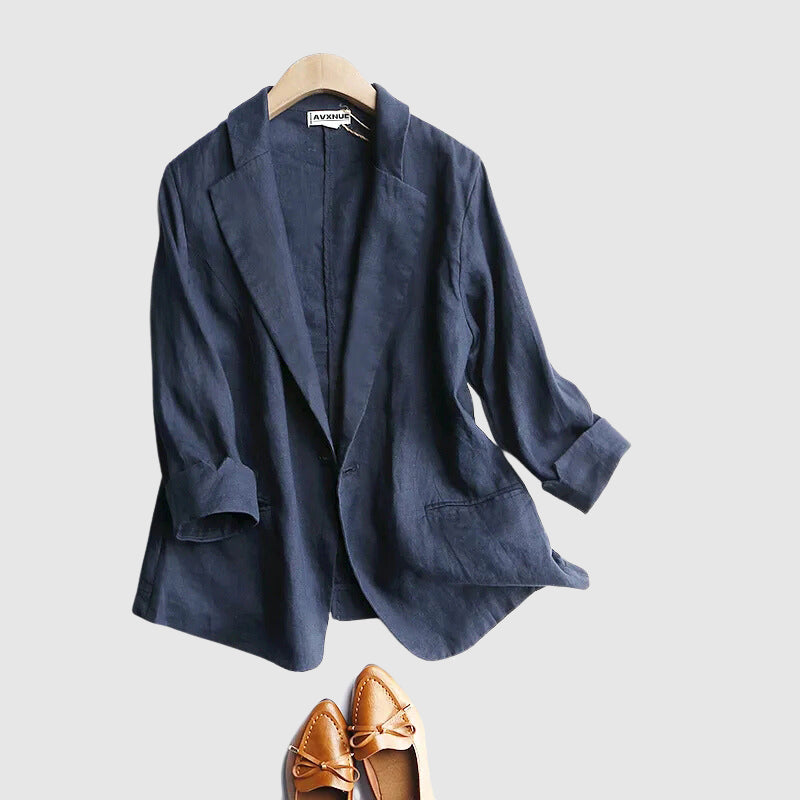 Eleganter Leinen Blazer Damen Minimal Chic