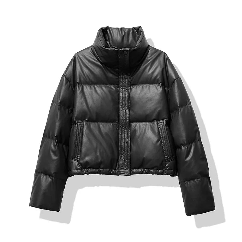 Stylische Frauen Daunenjacke Schwarz Warm Wintermode