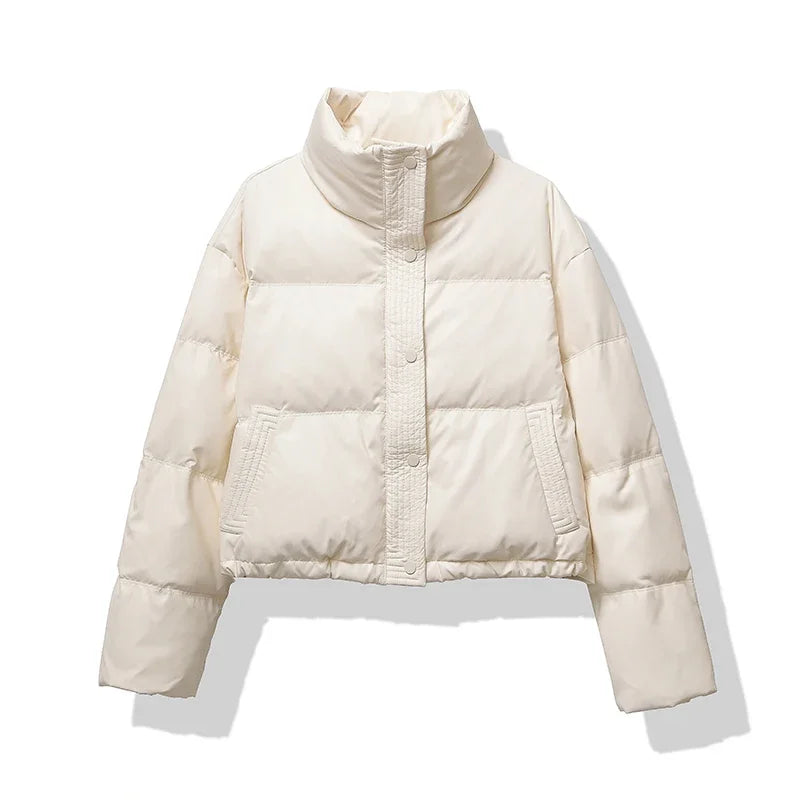 Stylische Frauen Daunenjacke Schwarz Warm Wintermode