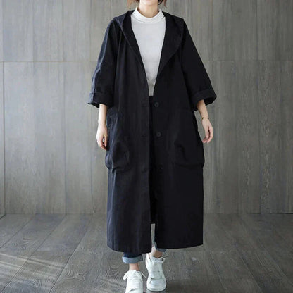 Eleganter Trenchcoat Lang Oversized Kapuze