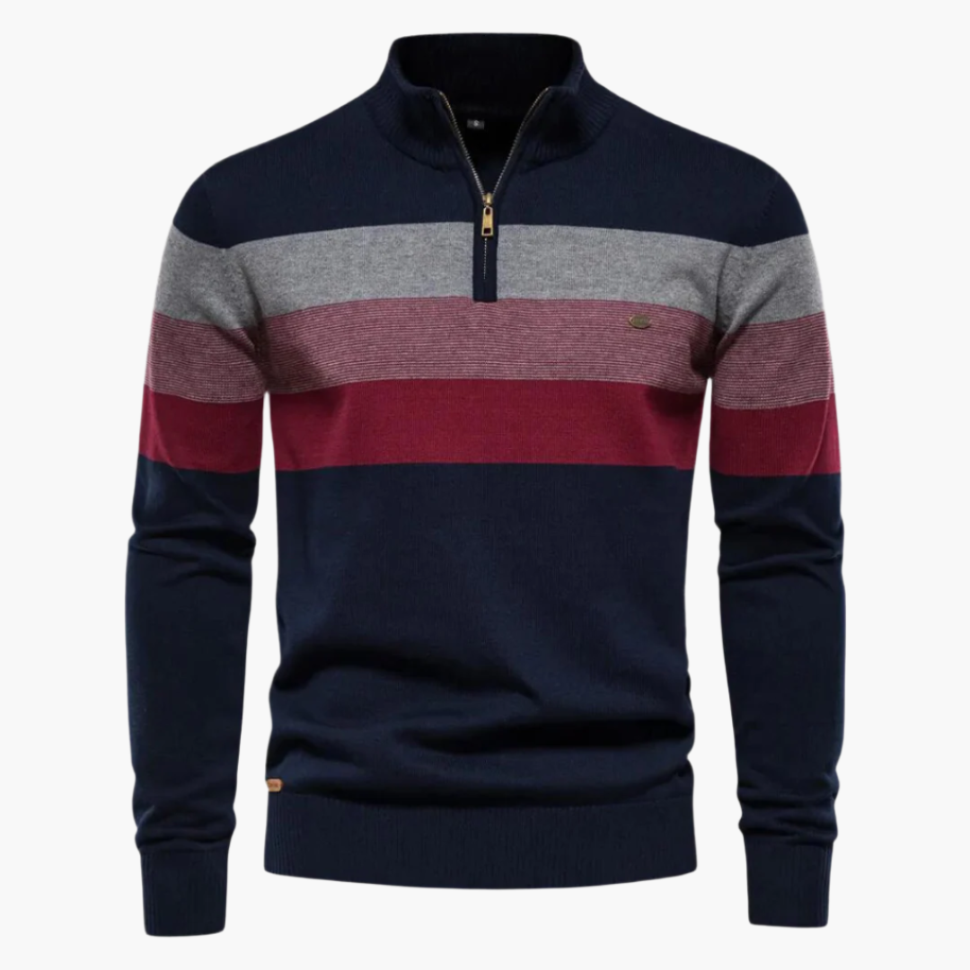 Eleganter Strickpullover Viertelreißverschluss