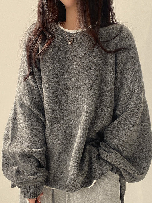 Eleganter Oversized Pullover mit Schlitzausschnitt - IdealeKleiden