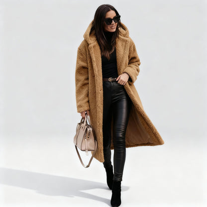 Weiche Fleece-Damenmantel Lang Elegant