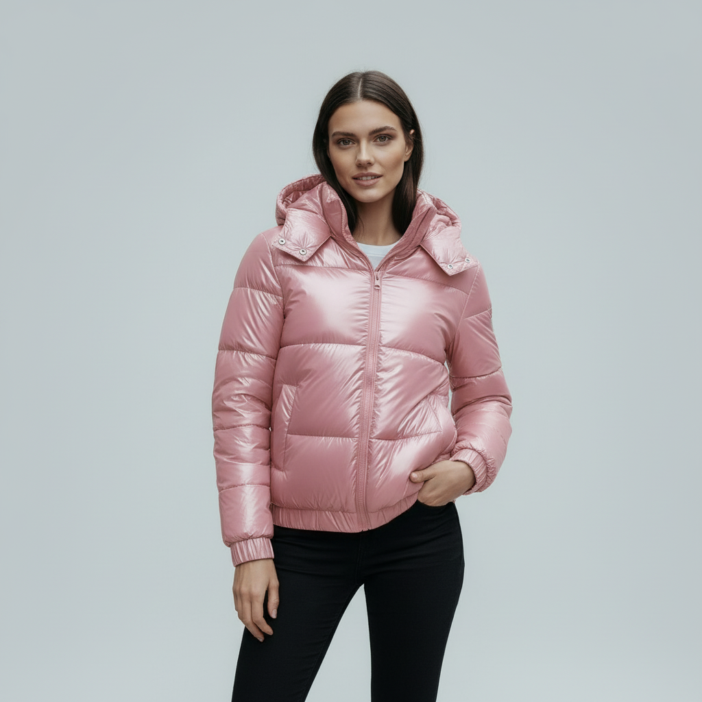 Warme Damen Winterjacke Isoliert Glänzend