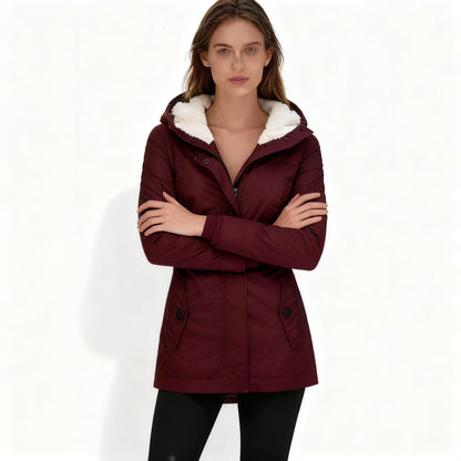 Warm gefütterte Damen Winterjacke Kapuzenmantel