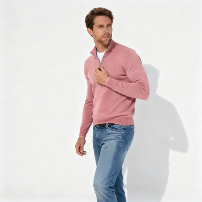 Modischer V-Ausschnitt Pullover Zip