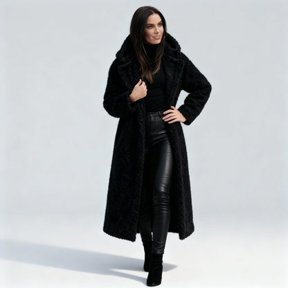 Weiche Fleece-Damenmantel Lang Elegant