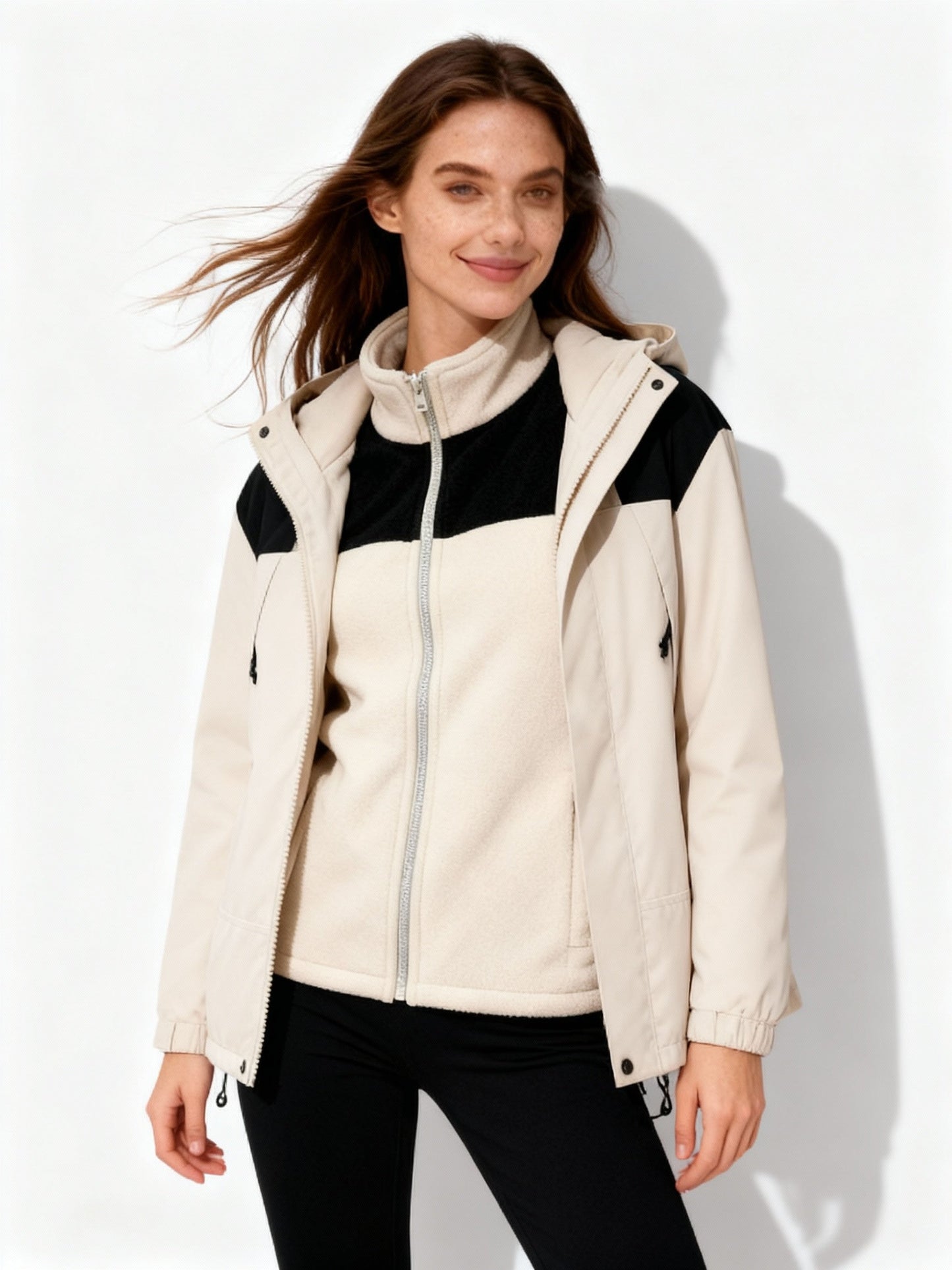Praktische Fleece Jacke Warm Kapuze - IdealeKleiden