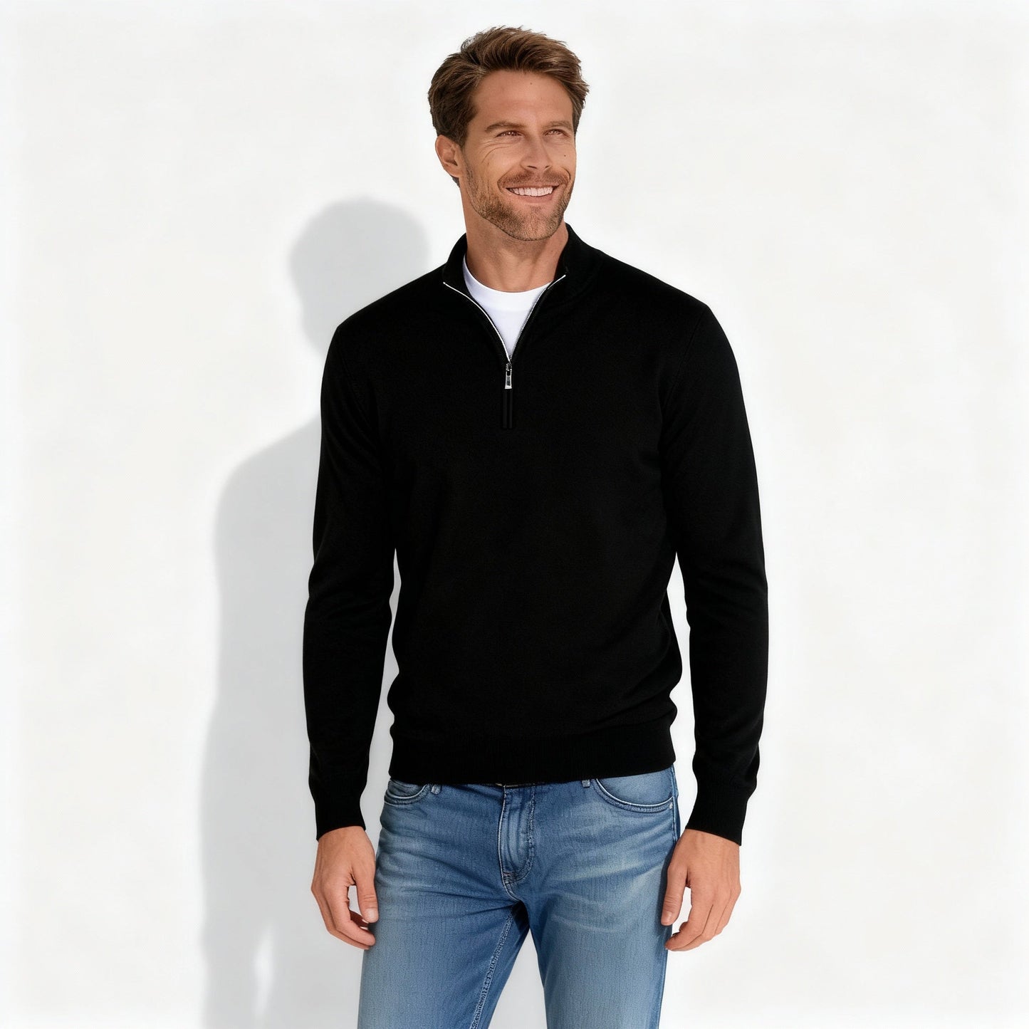 Modischer V-Ausschnitt Pullover Zip - IdealeKleiden