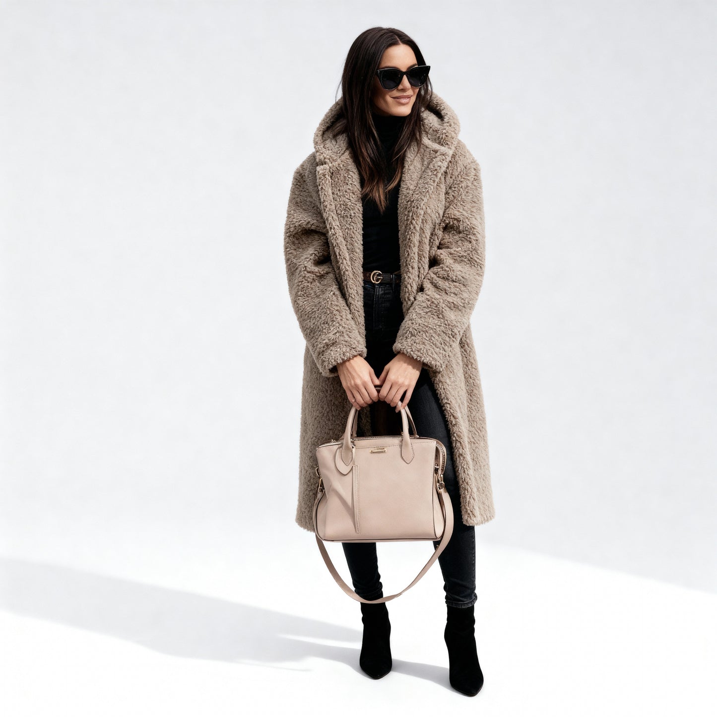 Weiche Fleece-Damenmantel Lang Elegant