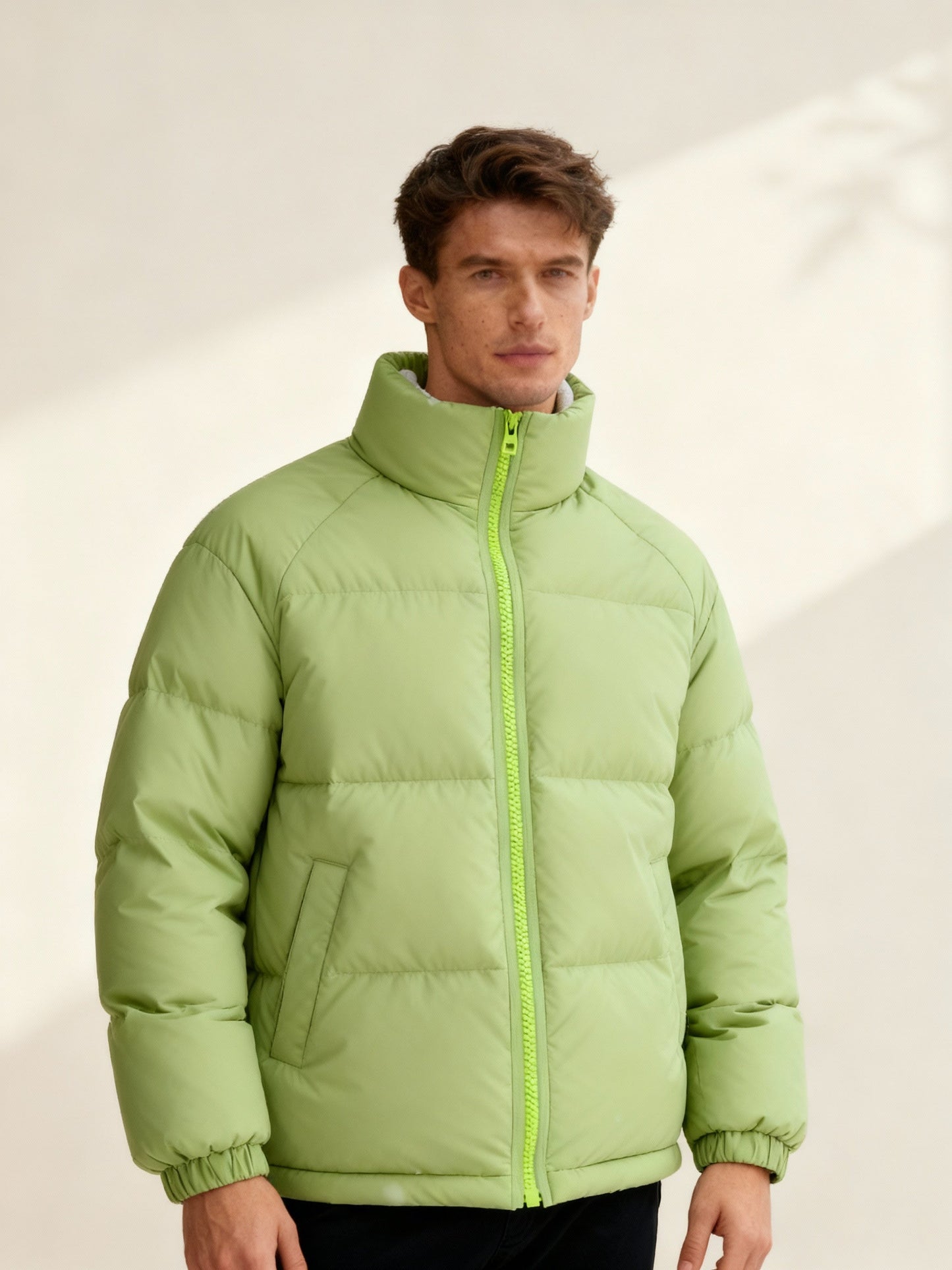 Warme Herren Pufferjacke Isoliert Fleece