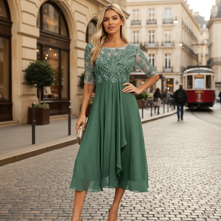 Leichtes Sommer Midi Kleid Chiffon - IdealeKleiden