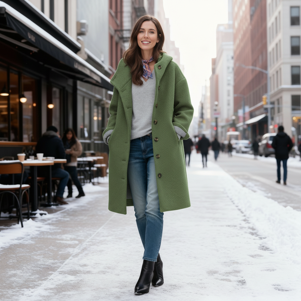 Damen Winterparka Lang Fleece Kapuze