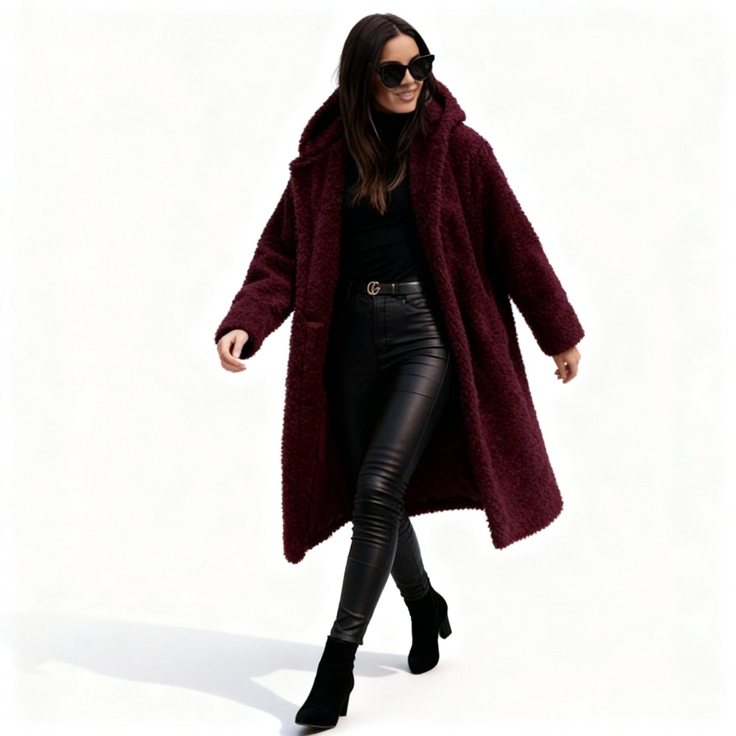 Weiche Fleece-Damenmantel Lang Elegant