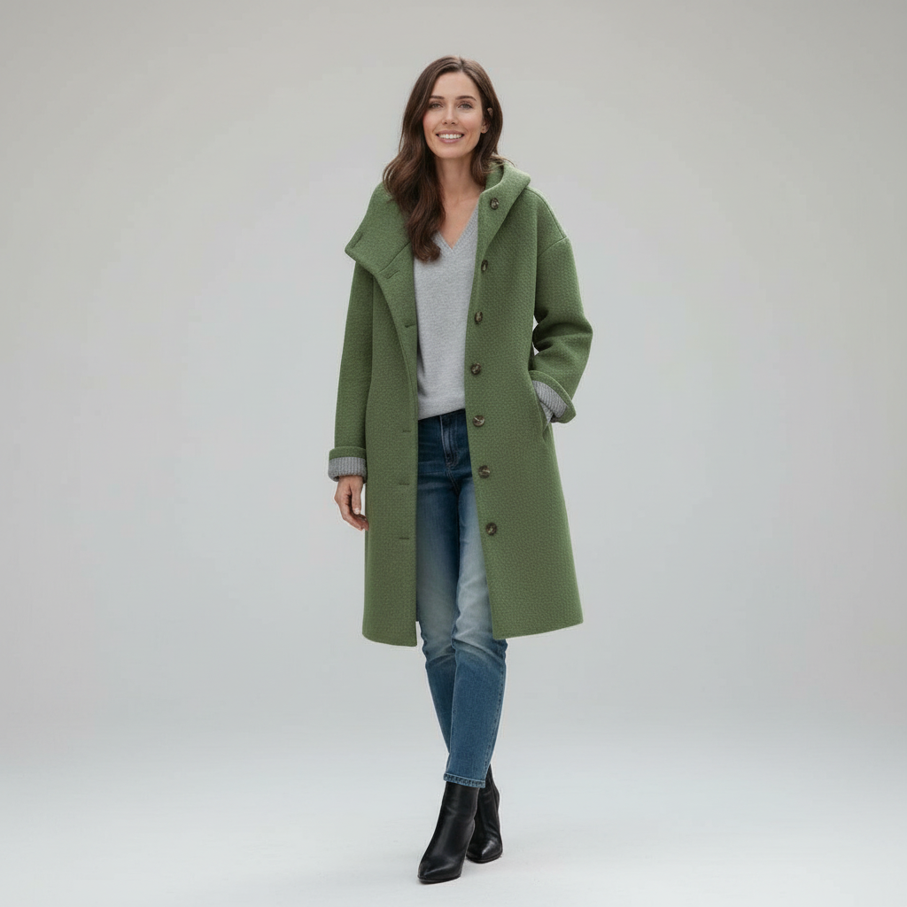 Damen Fleece Mantel Soft Hoodie