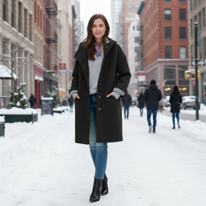 Damen Winterparka Lang Fleece Kapuze