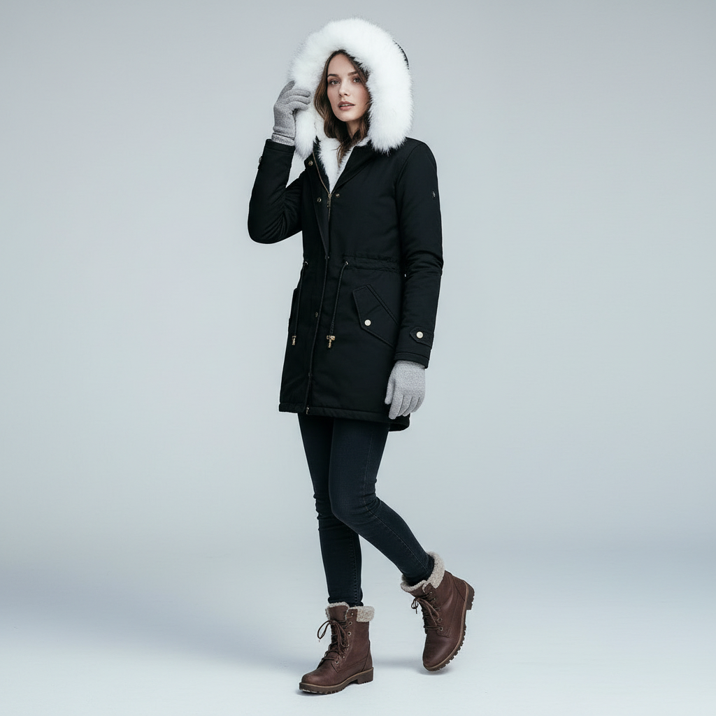 Warme Damen Winterjacke Mittellang