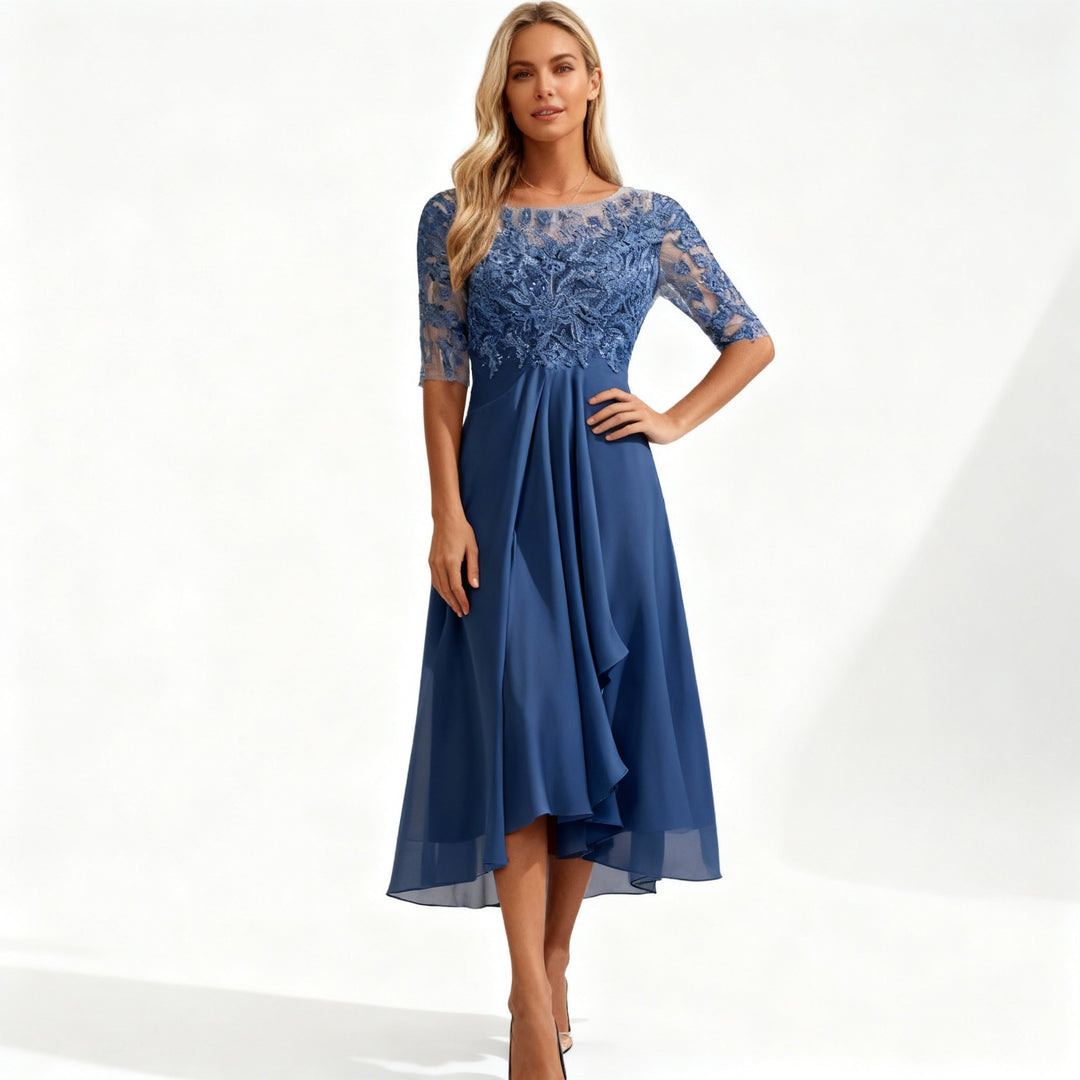 Elegantes Damen Chiffon Kleid Midi Länge