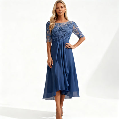 Elegantes Damen Chiffon Kleid Midi Länge