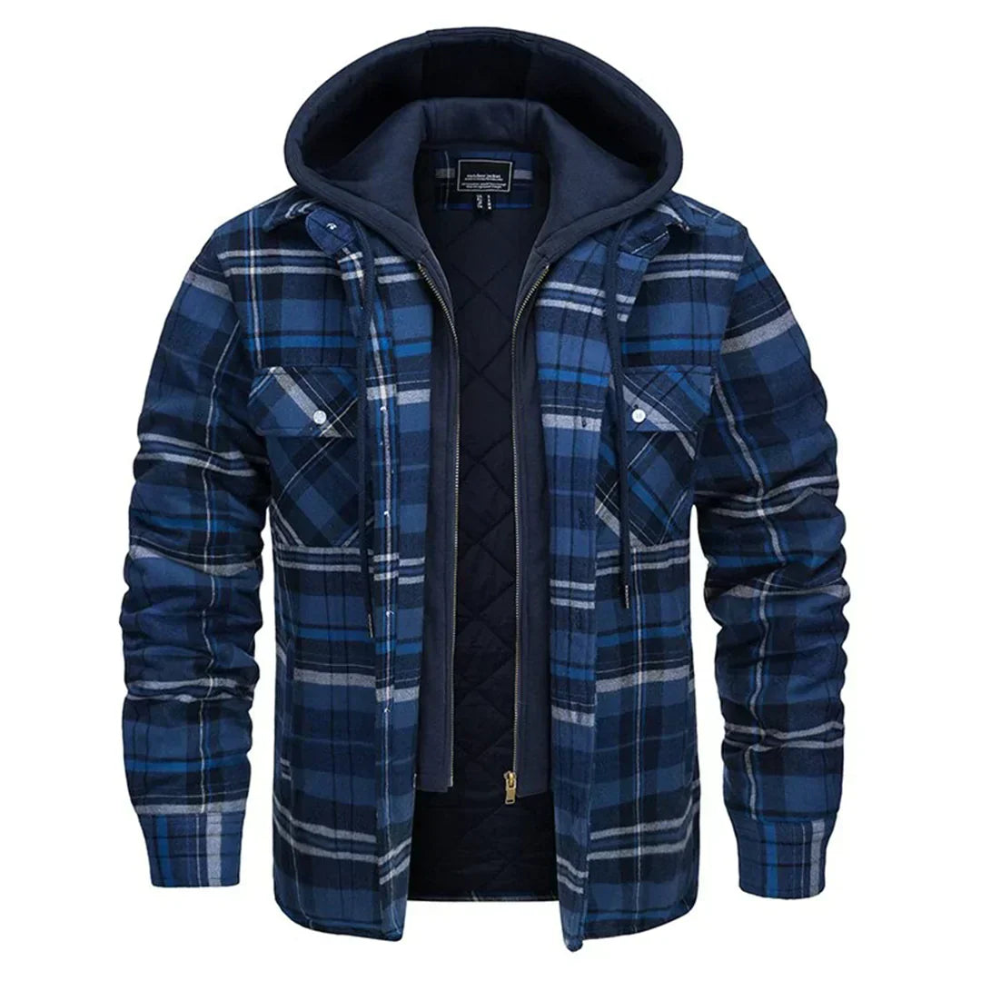 Kapuzenjacke Oversized Karo Flanell Warmgefüttert
