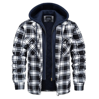 Kapuzenjacke Oversized Karo Flanell Warmgefüttert
