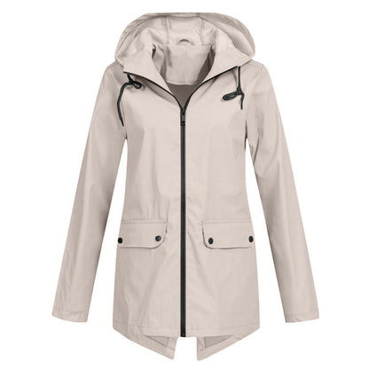 Eleganter Damen-Regenmantel Lang Kapuze - IdealeKleiden