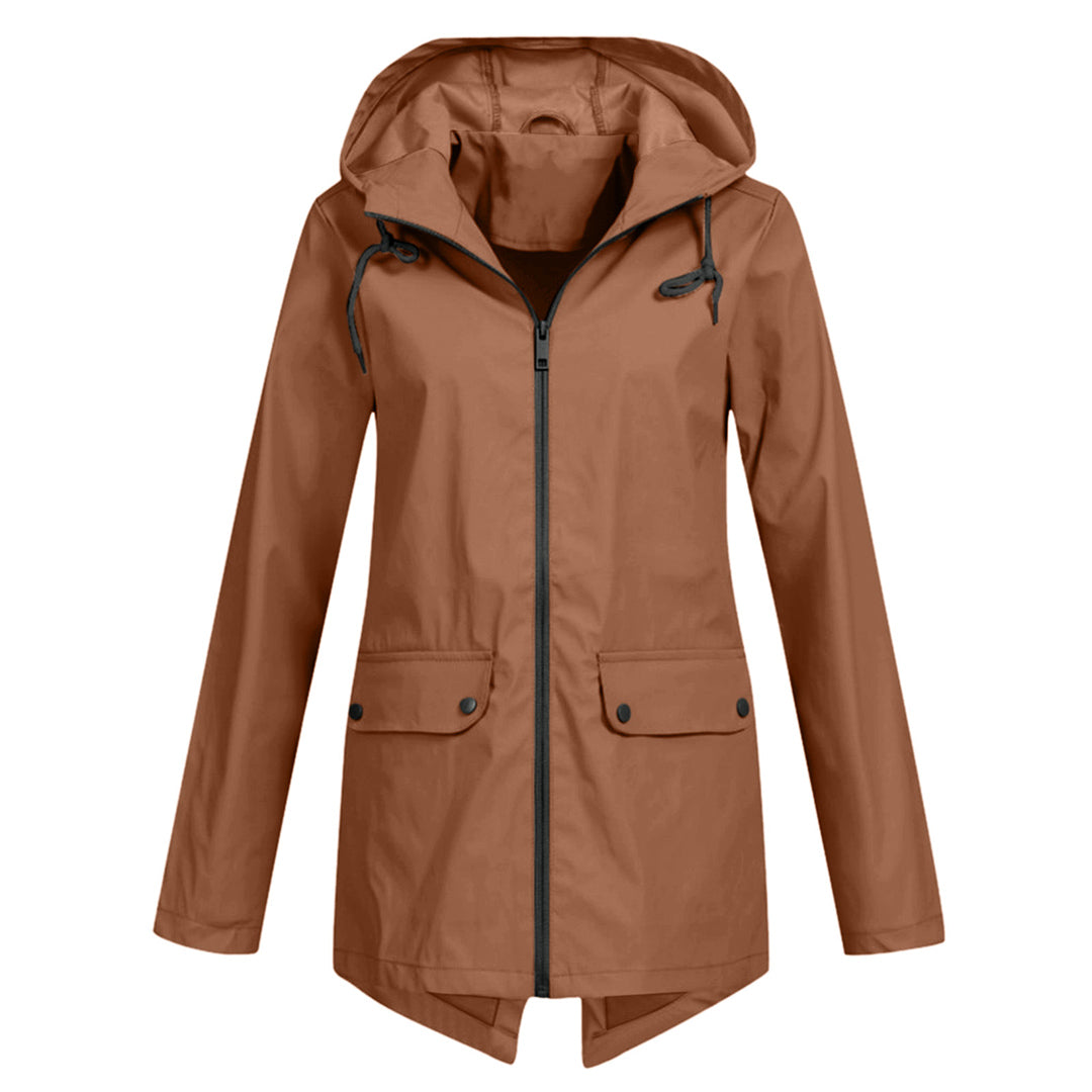 Wasserfeste Übergangsjacke Damen mit Kapuze und Reißverschluss