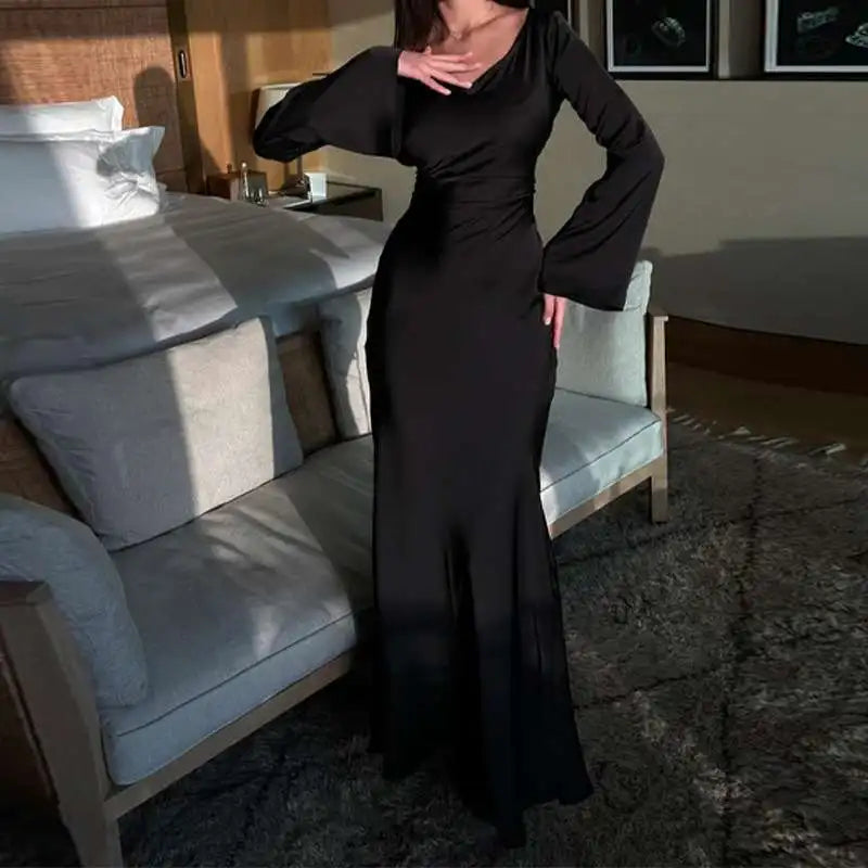 Elegantes Satin Maxikleid für Damen