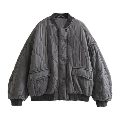 Damen Oversize Bomberjacke Grau